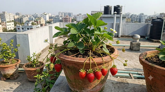 ঘরে বসেই বিষমুক্ত ফল: টবে সহজ উপায়ে অর্গানিক স্ট্রবেরি চাষ